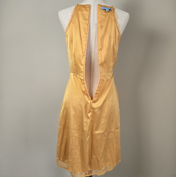 ANTONIO MELANI | Women's Lace Mustard Yellow Sleeveless Midi Dress Size 4 - Picture 12 of 16